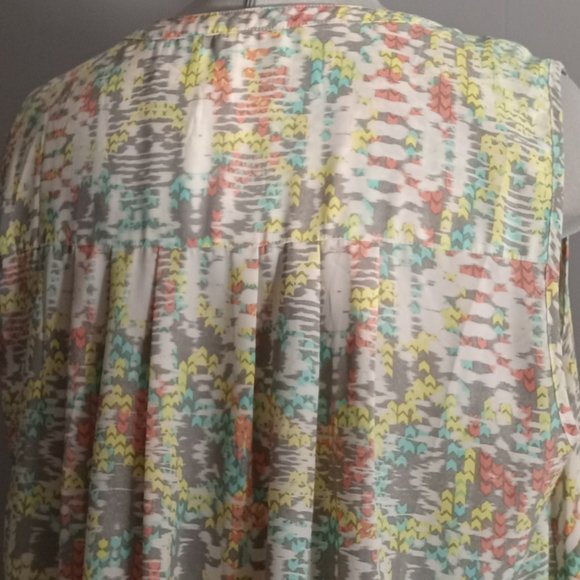 Daniel Rainn multi chevron pattern sleeveless pullover keyhole boho top Y2K sz1X - Picture 2 of 5